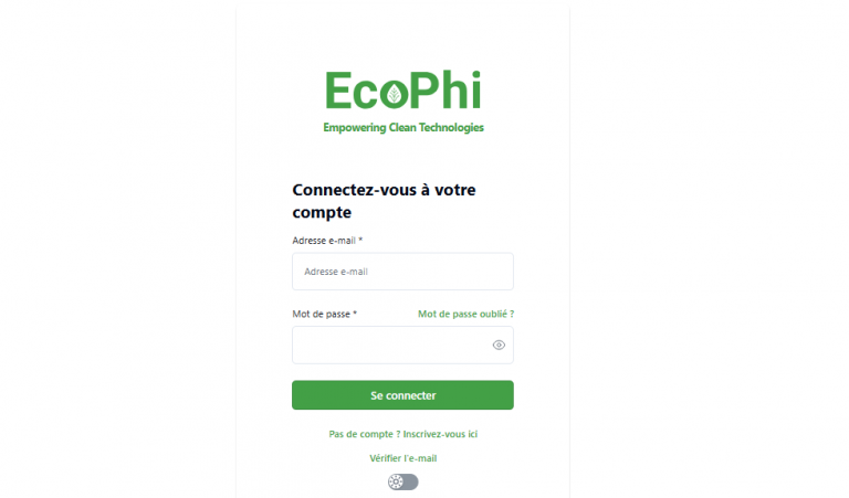 EcoPhi login screen in French
